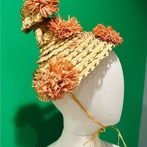 1960s Souvenir Straw Hat with Orange Accents